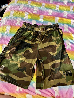 NBA Camo Athletic Shorts Green & Brown Medium
